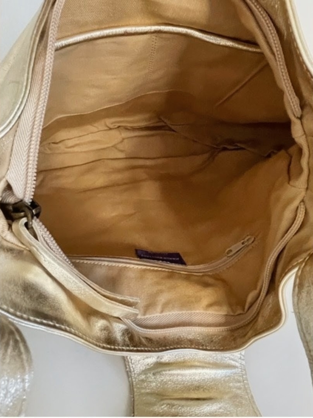 Metallic Gold Shoulder Bag by Marco Buggiani - Picture 5 of 9